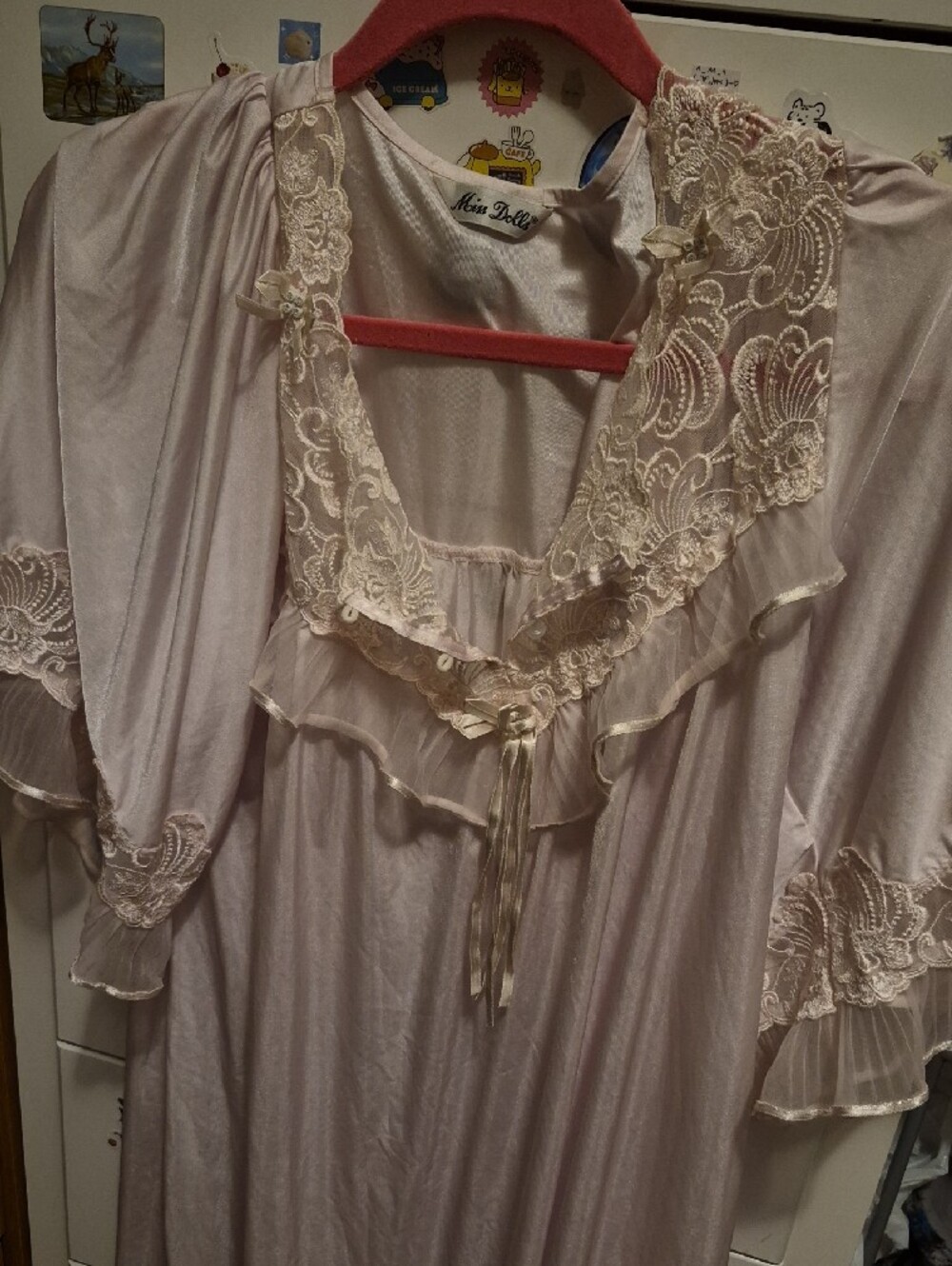 Pink Lace Trim Vintage-Style Nightgown - Picture 3 of 4